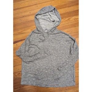 GH BASS HOODIE GLITTER HEATHER SILVER SWEATER POUCH WOMEN'S SZ M